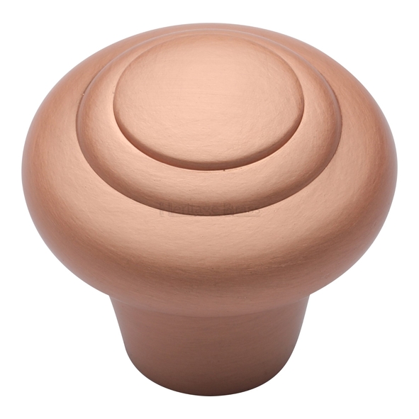 C3985 32-SRG • 32 x 15 x 30mm • Satin Rose Gold • Heritage Brass Ringed Bun Cabinet Knob